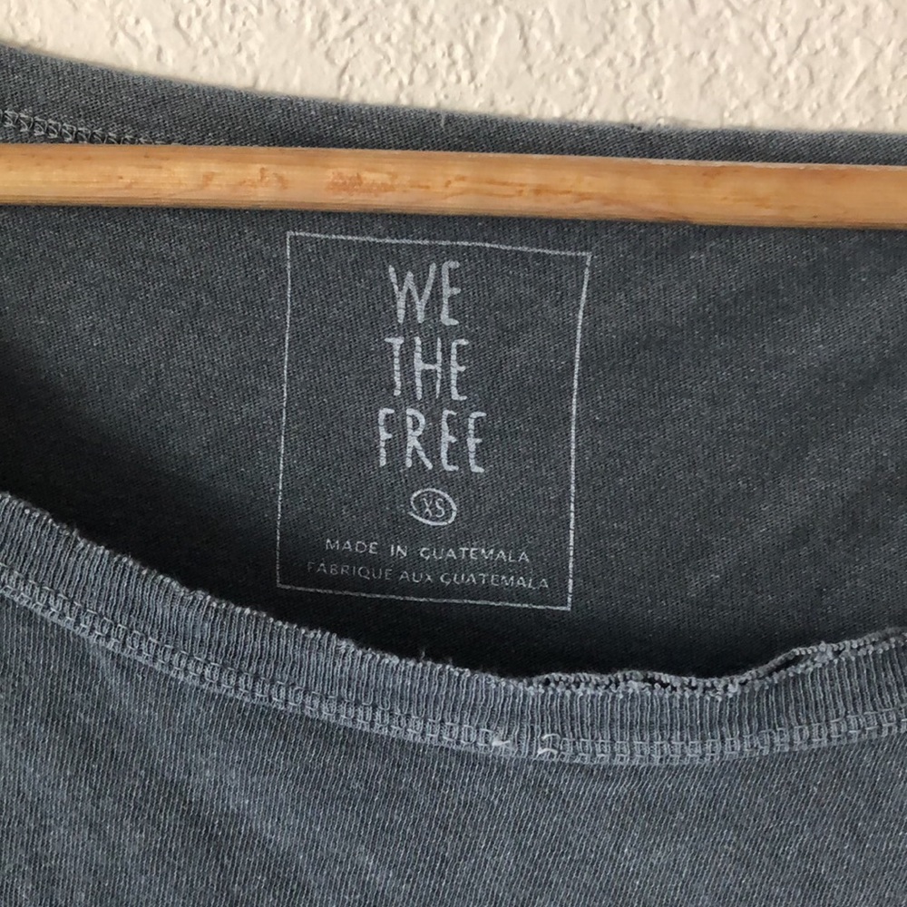 Free People Washed Slate Gray Short Sleeve Peplum Tee - Picture 2 of 4